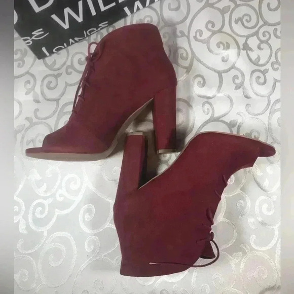 NIB!Wild Diva-Burgundy lace up heels peekaboo boots/Sandals Size 9 - Picture 4 of 9